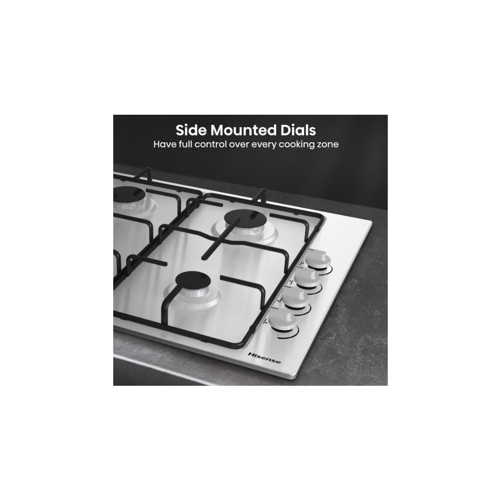 Hisense GM642XHS 58cm Gas Hob - Stainless Steel