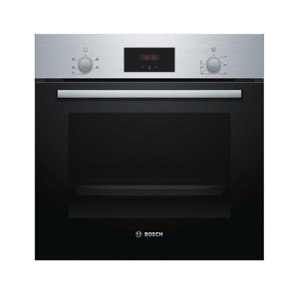 Bosch HHF113BR0B 59.4cm: Serie 2 Built In Electric Single Oven with 3D Hot Air - Stainless Steel:
