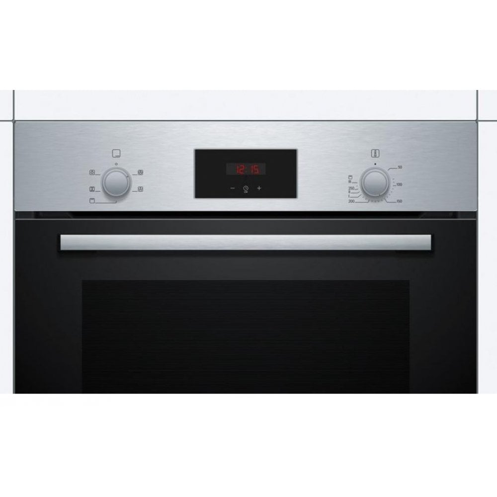 Bosch HHF113BR0B 59.4cm: Serie 2 Built In Electric Single Oven with 3D Hot Air - Stainless Steel: