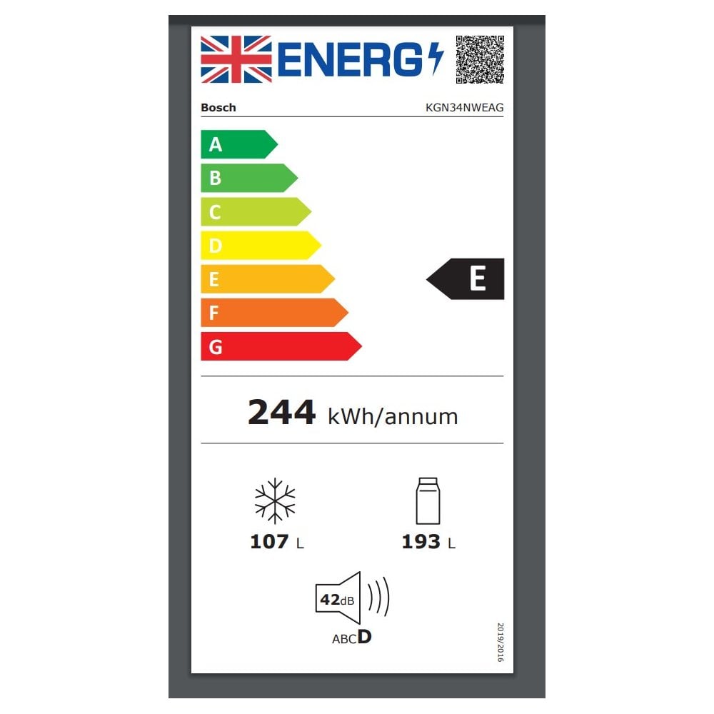 Bosch KGN34NWEAG : 50/50 Frost Free Fridge Freezer - White :H 186cm :Series 2