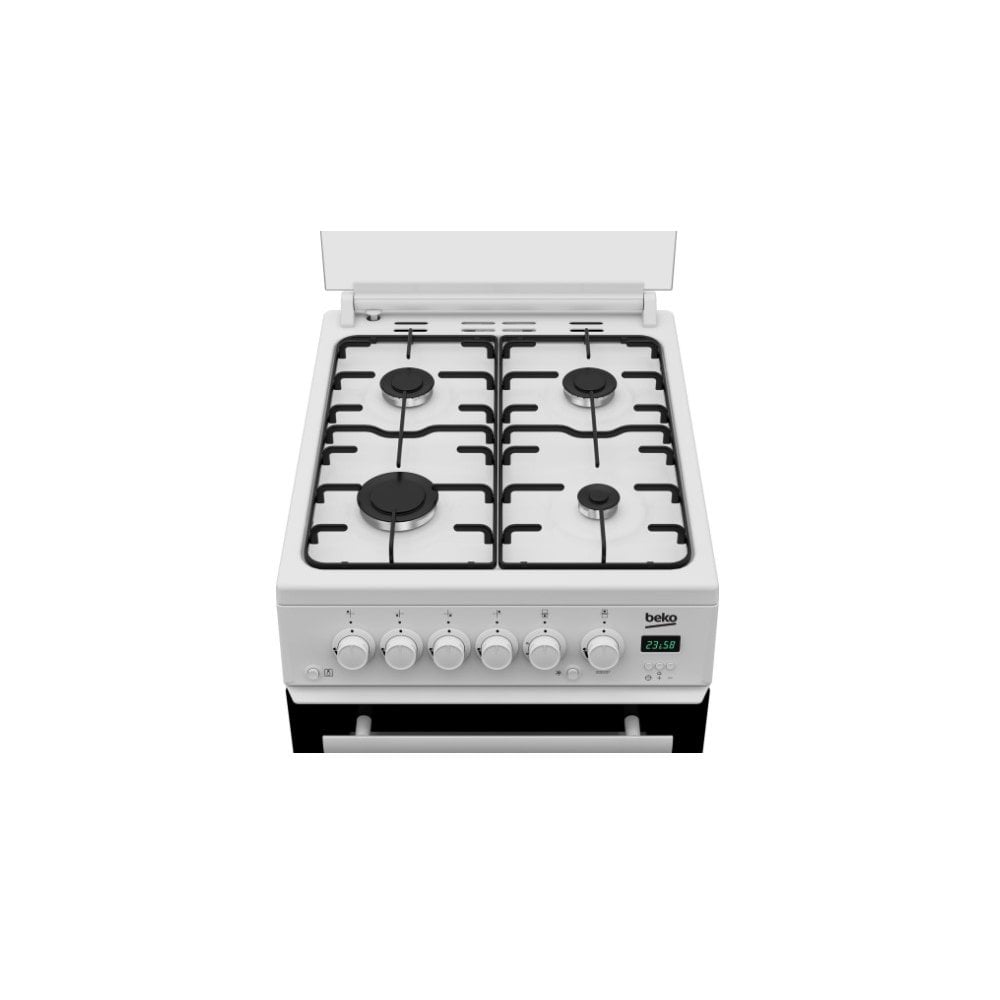 Beko EDG507W 50cm Twin Cavity Gas Cooker with Gas Hob - White.