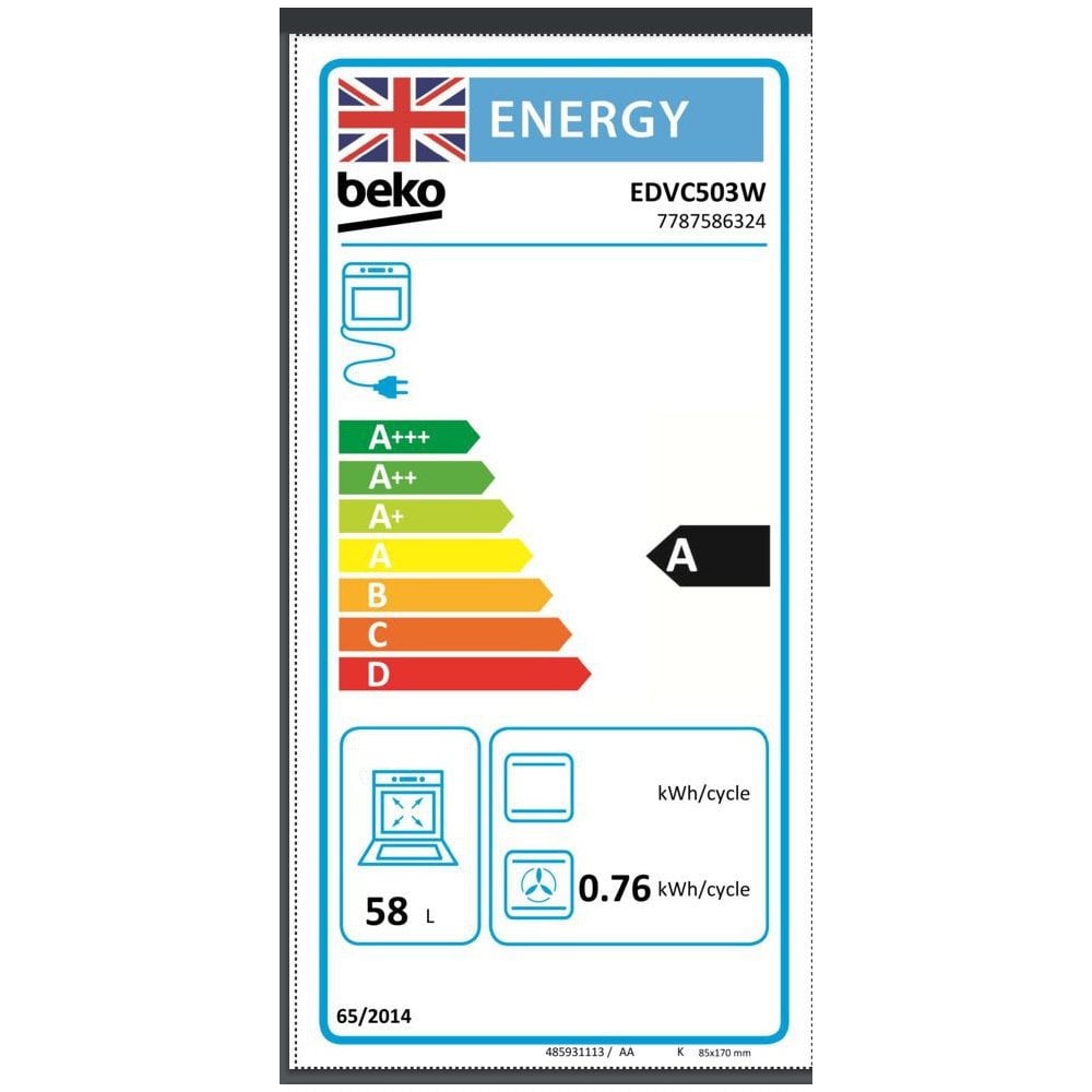 Beko EDVC503W 50cm Electric Double Oven -