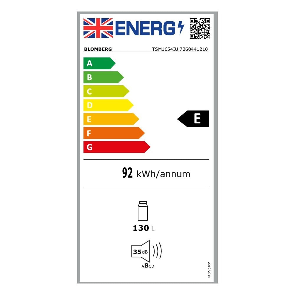 Blomberg TSM1654IU 59.5cm Integrated Under Counter Larder Fridge - White: