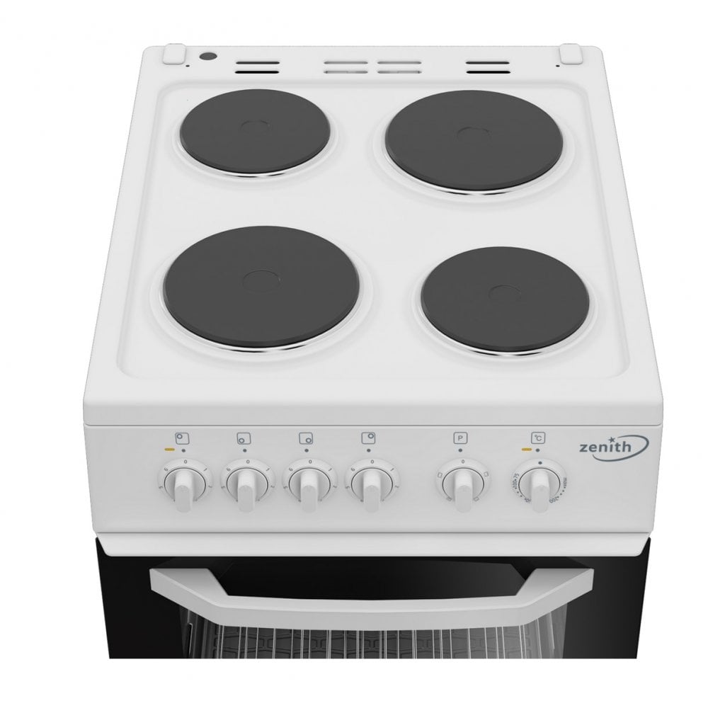 Zenith ZE503W 50cm Electric Single Oven with Solid Plate  Hob : White: