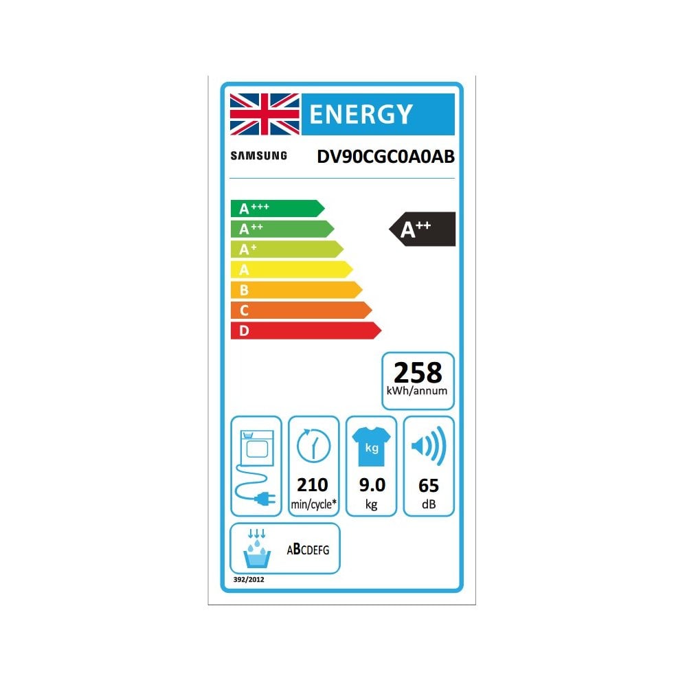 Samsung DV90CGC0A0ABEU Heat Pump 9kg Tumble Dryer - Black :