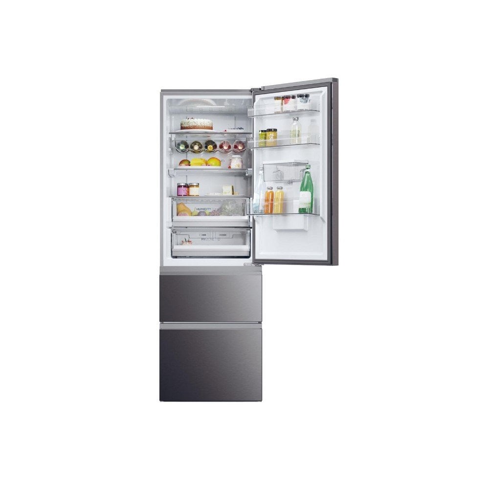 Haier HTW5618EWMP 59.5cm 3D Fridge Freezer - Dark Inox