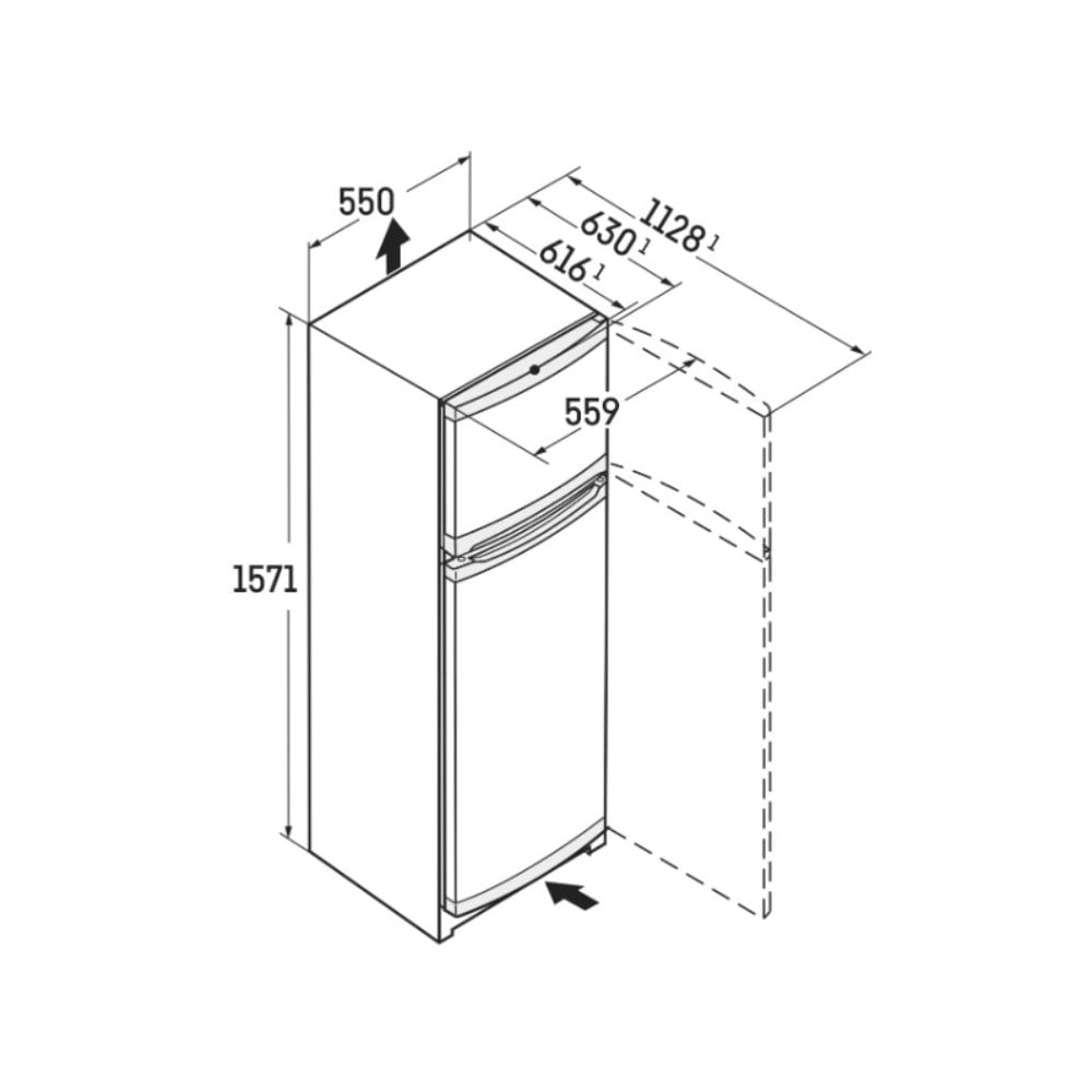 Liebherr CTE2931 Top Mount Fridge Freezer : H 157.1cm X W 55cm