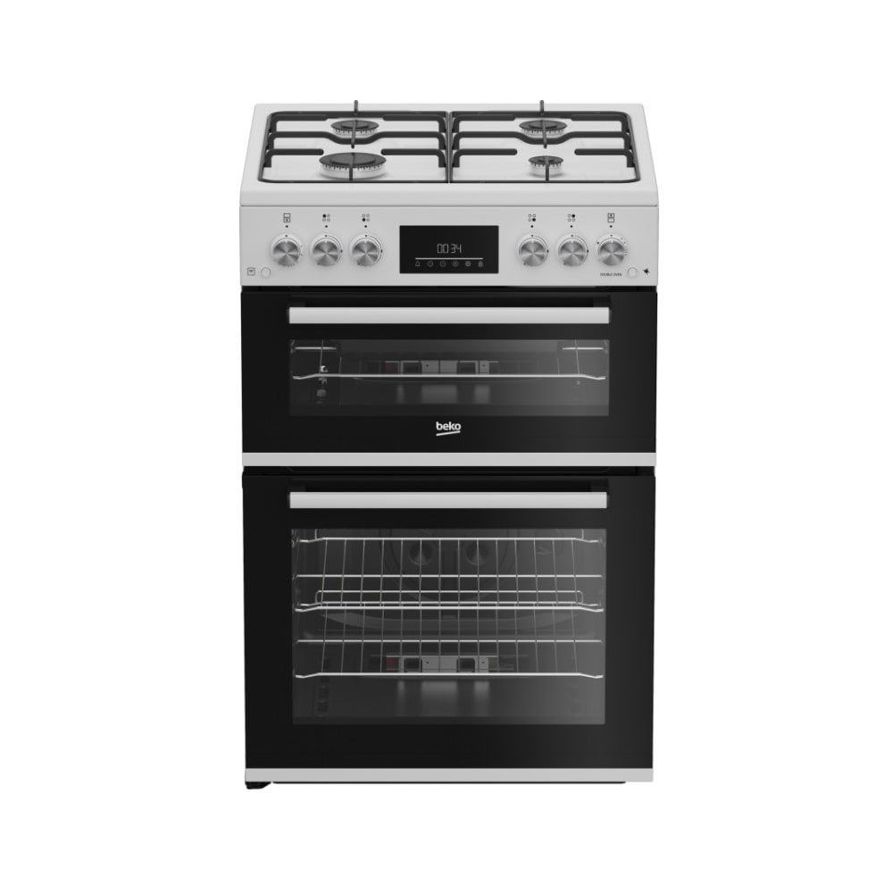 Beko EDG6231W 60cm Twin Cavity Gas Cooker with Enamel Hob - White :