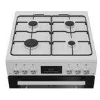 Beko EDG6231W 60cm Twin Cavity Gas Cooker with Enamel Hob - White :