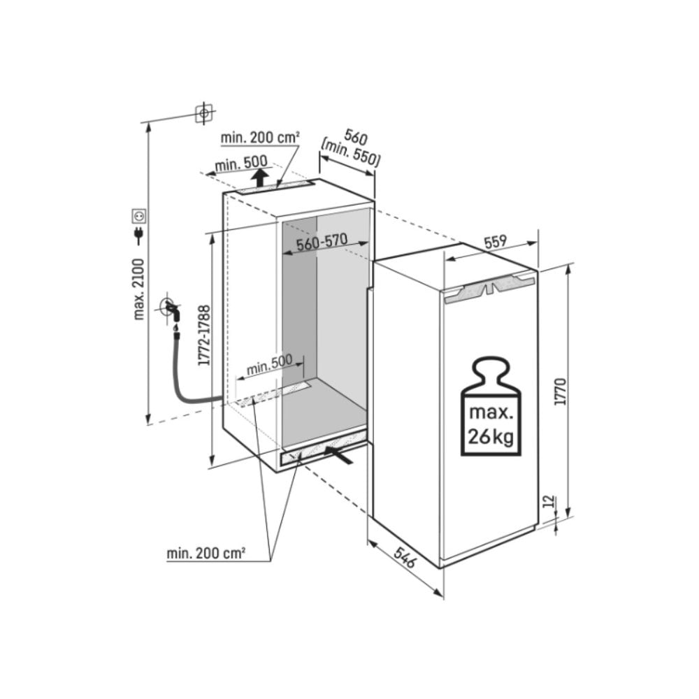 Liebherr SIFNdi5188 No Frost Built-In Freezer : Fixed Hinge, White (H 177cm) Peak : Ice Tower