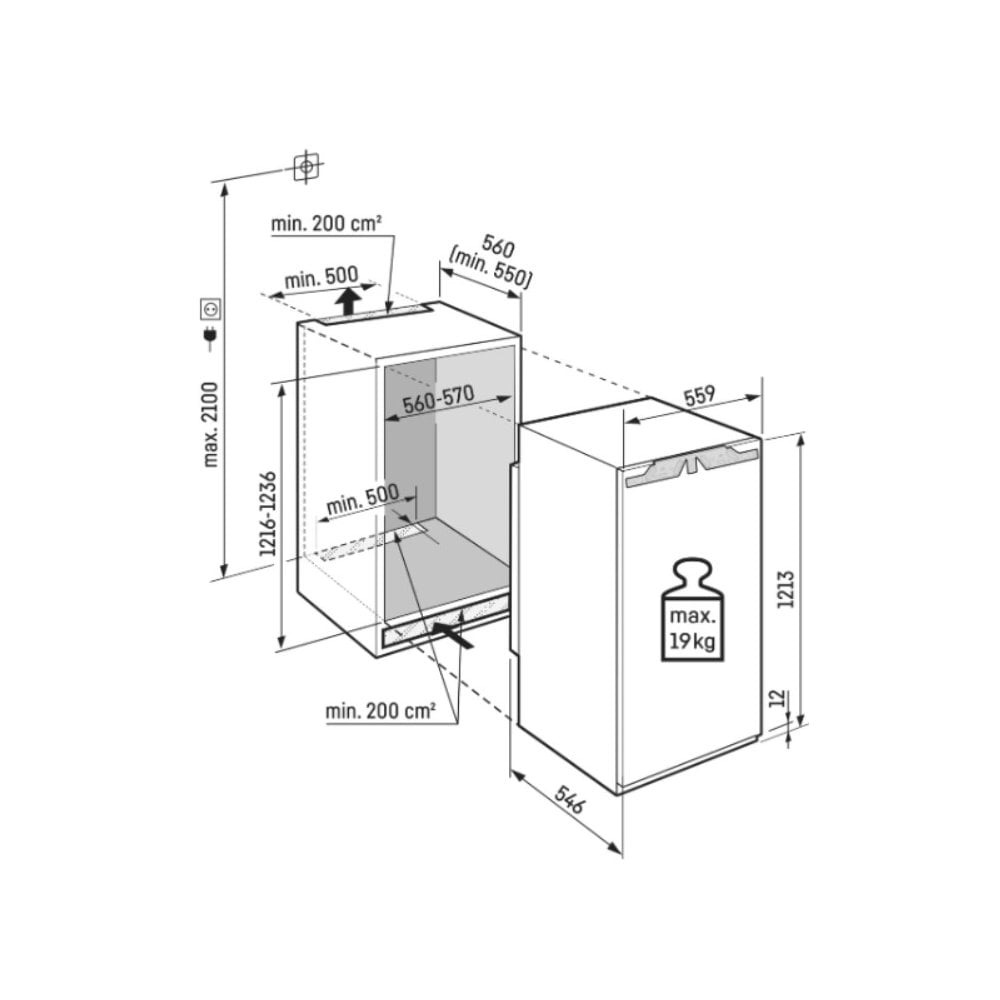 Liebherr SIFNdi 4155 Built In Freezer (H122cm) Fixed Hinge : Prime