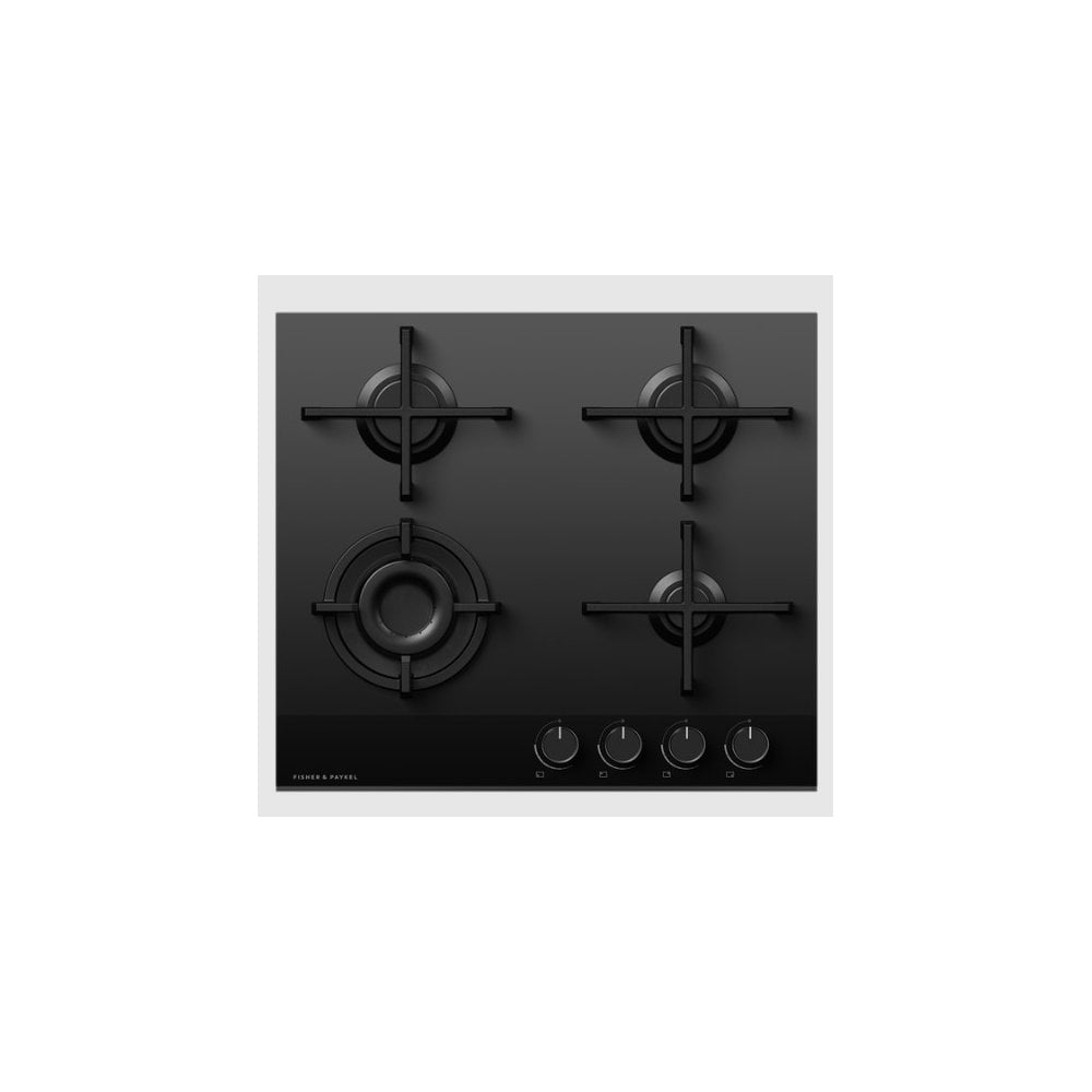 Fisher & Paykel CG604DNGGB4 60cm  4 Burner Gas Hob : Black Glass :Series 9