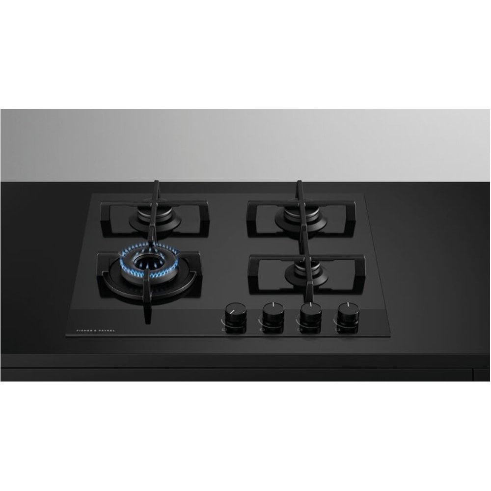 Fisher & Paykel CG604DNGGB4 60cm  4 Burner Gas Hob : Black Glass :Series 9