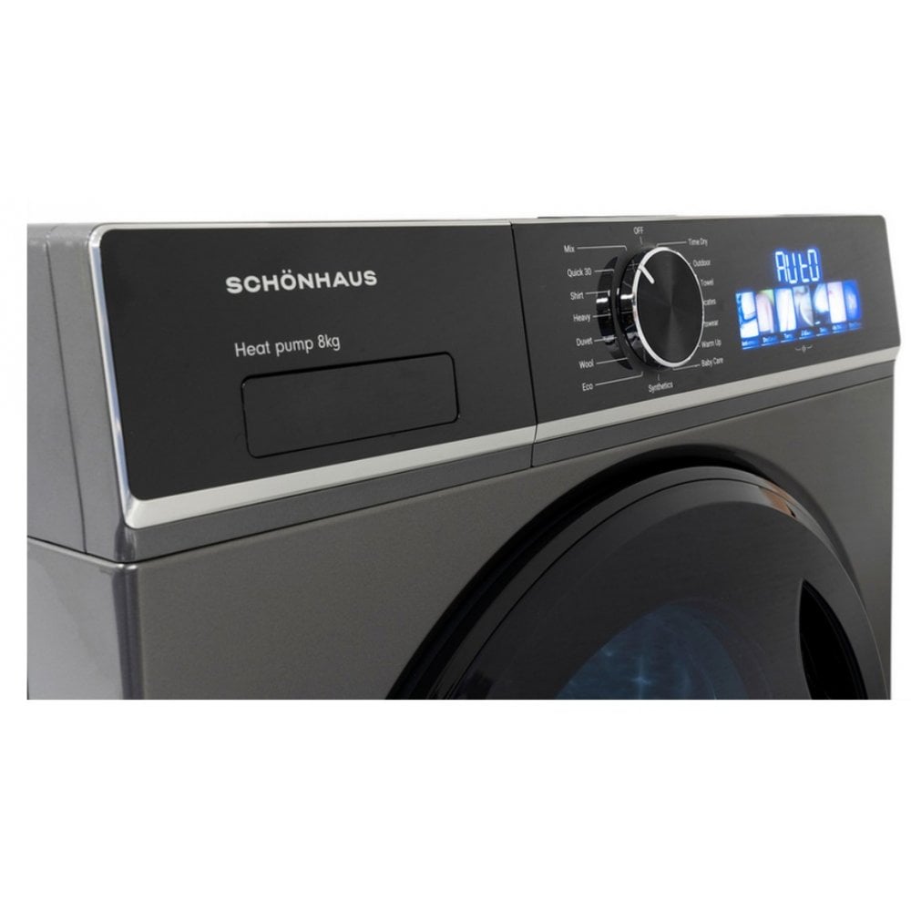 Schonhaus TDSHF018A3G 8kg Heat Pump Tumble Dryer - Graphite: