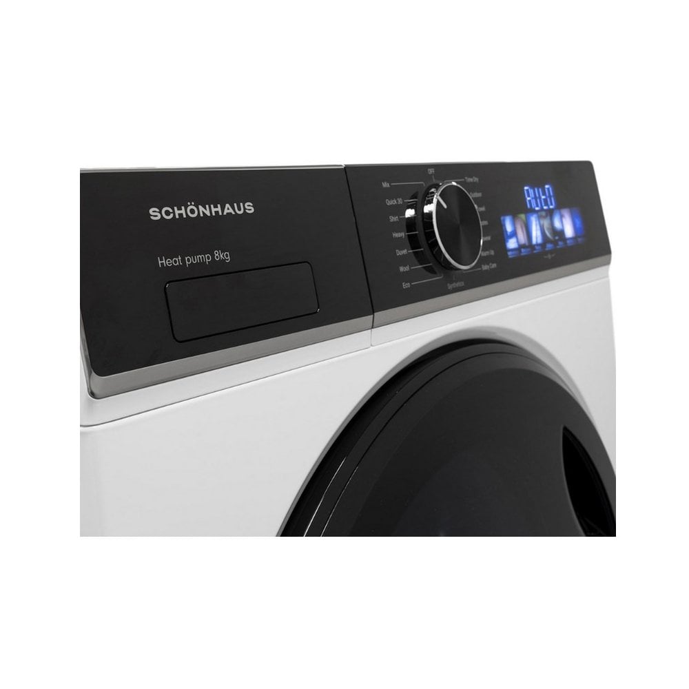 Schonhaus TDSHF018A3W 8kg Heat Pump Tumble Dryer - White: