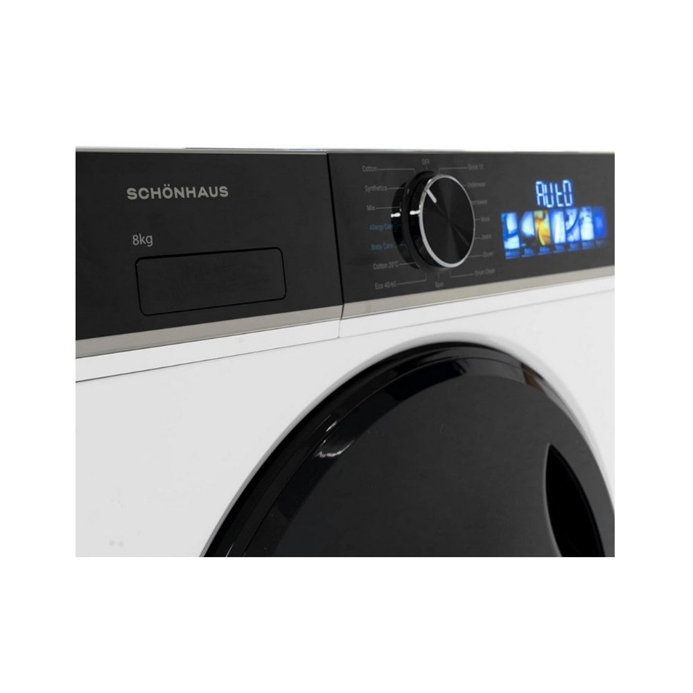 Schonhaus WMSF01814AW 8kg 1400 Spin Washing Machine - White: :