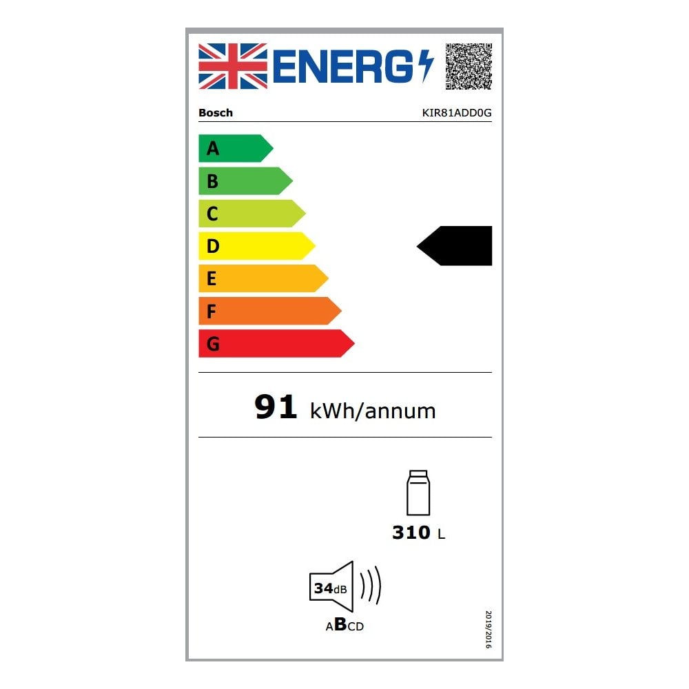 Bosch KIR81ADD0G Built In Fridge : H 177cm : Series 6 : Fixed Hinge. Due 21st SEPTEMBER