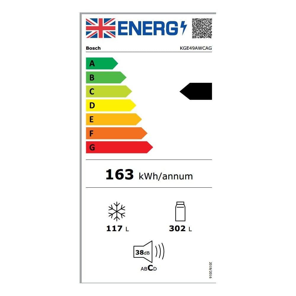 Bosch KGE49AWCAG Fridge Freezer :H 201cm : 70cm Width: Series 6