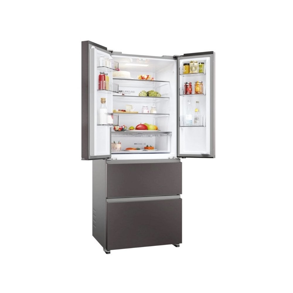 Haier  HFR3718ENMD  60/40 Total No Frost Fridge Freezer - Dark Inox: Width 70cm :