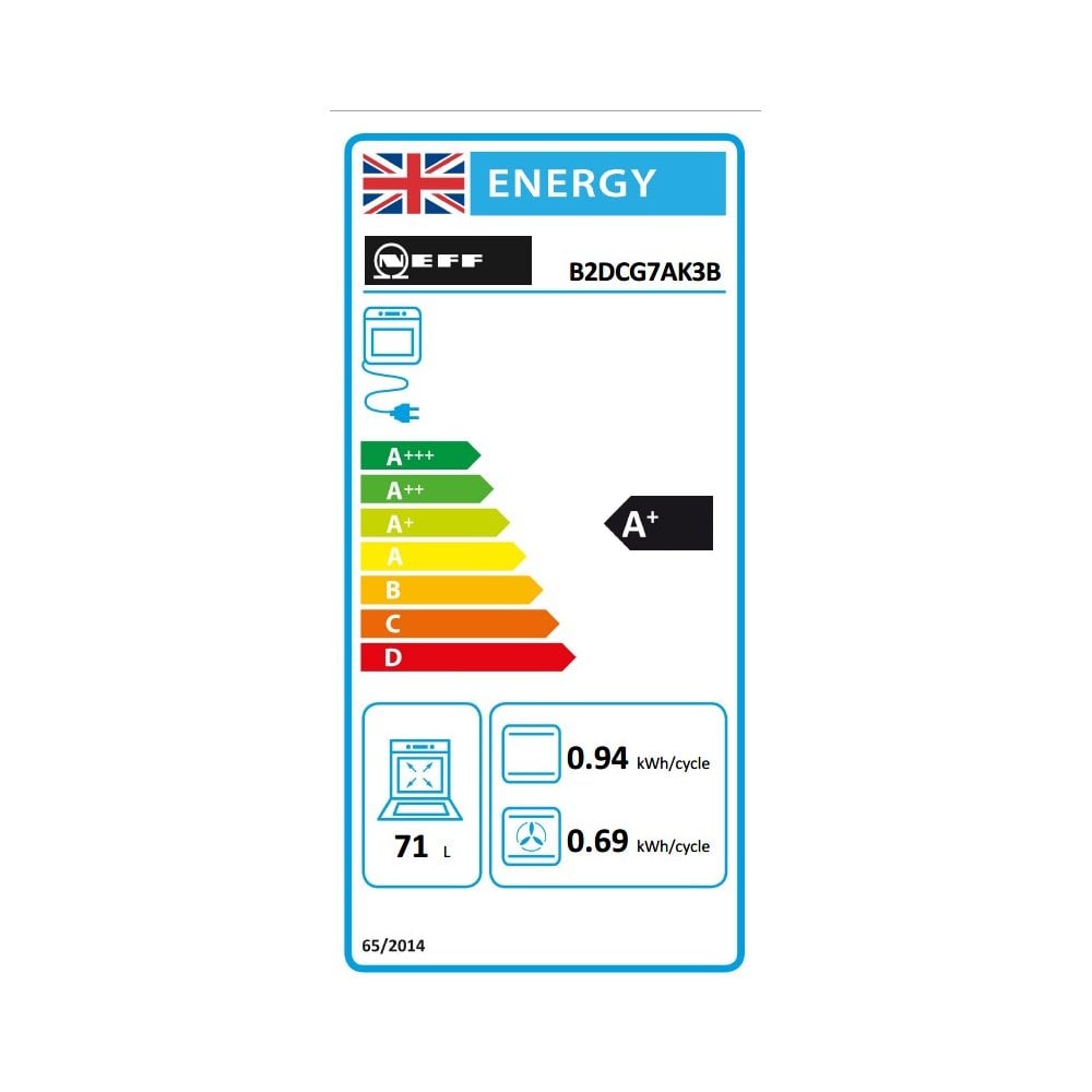 Neff B2DCG7AK3B Built In Single Oven : Black : Pyrolytic : N30