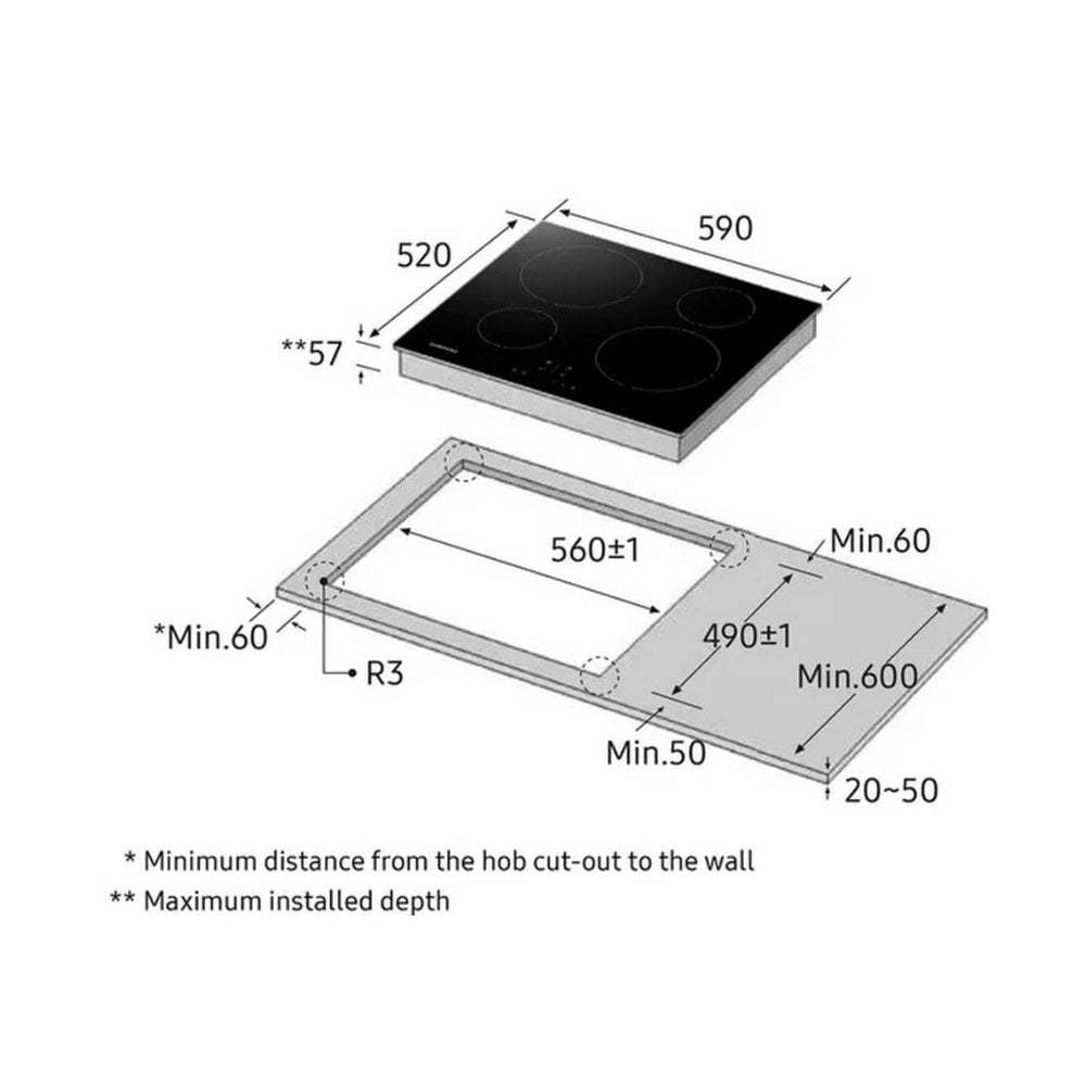 Samsung NZ64F3NM1AB/UR Built In Induction Hob :