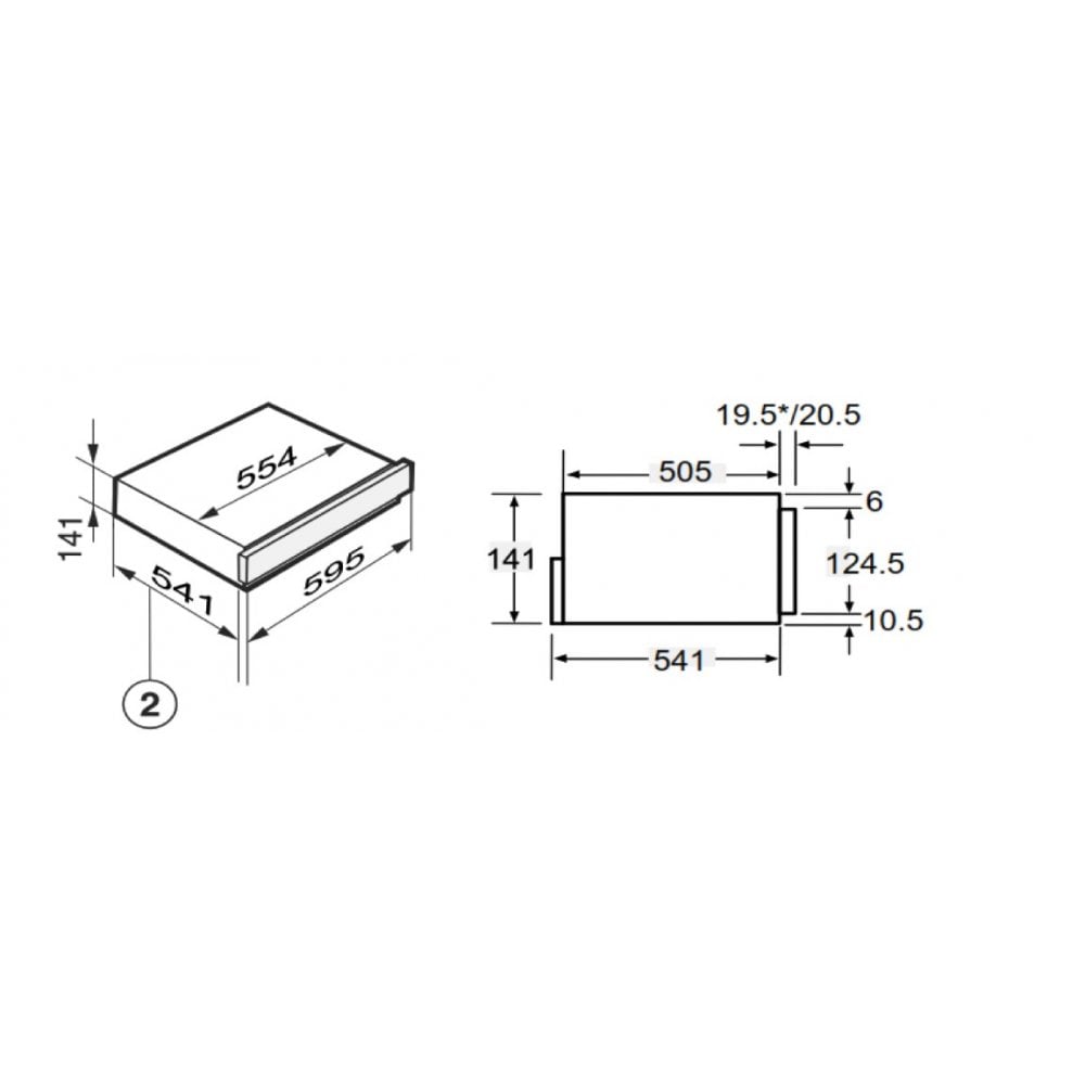 Cata UBC14WD Built In  Touch Control Warming Drawer :  Black: (H 14cm)