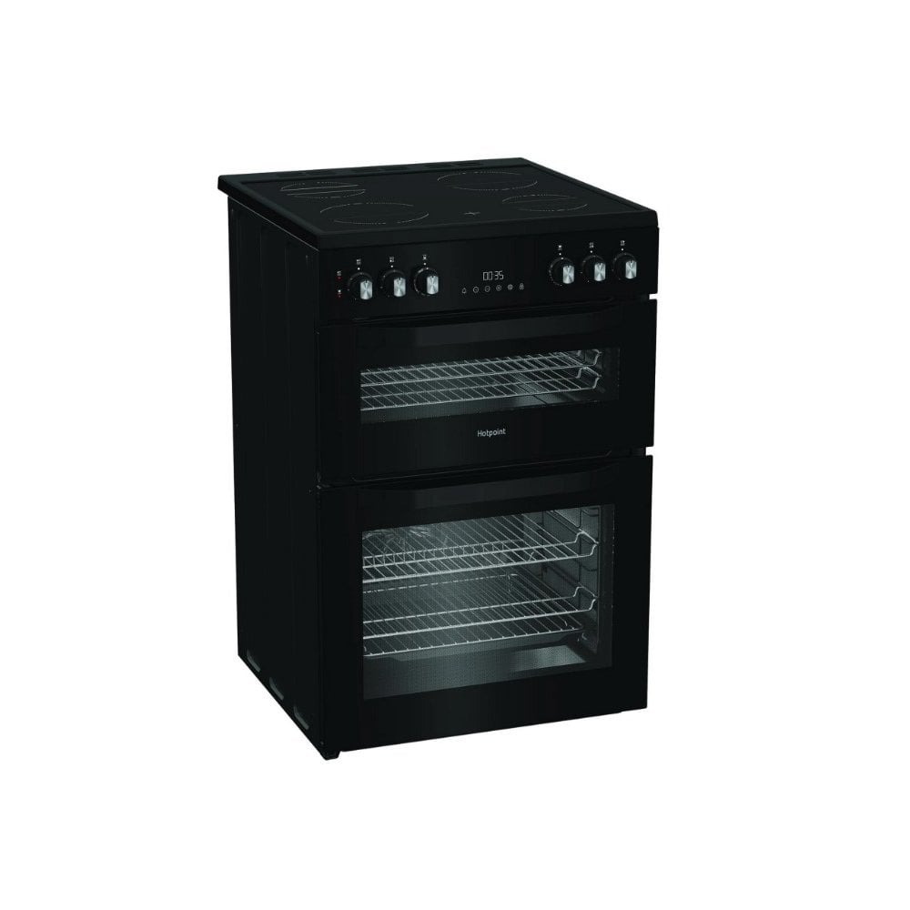 Hotpoint HDE6VDC2B1 Electric Double Oven Cooker :Black :  W 60cm :