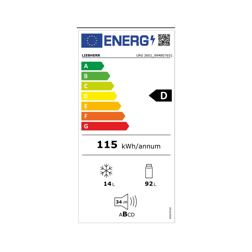 Liebherr URD3601 Built Under Fridge With 4 * Freezer Compartment. : Pure : Fixed : H 82-88cm X W 60cm