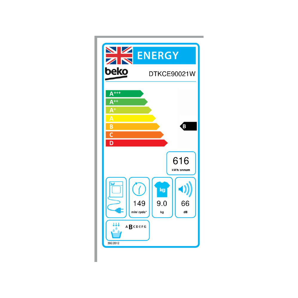 Beko DTKCE90021W 9kg Condenser Tumble Dryer