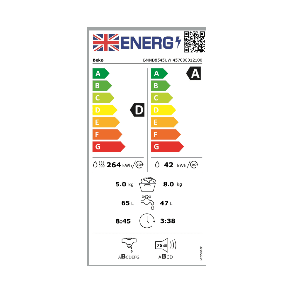 Beko BMND8545UW 8kg/5kg  Washer Dryer - White :