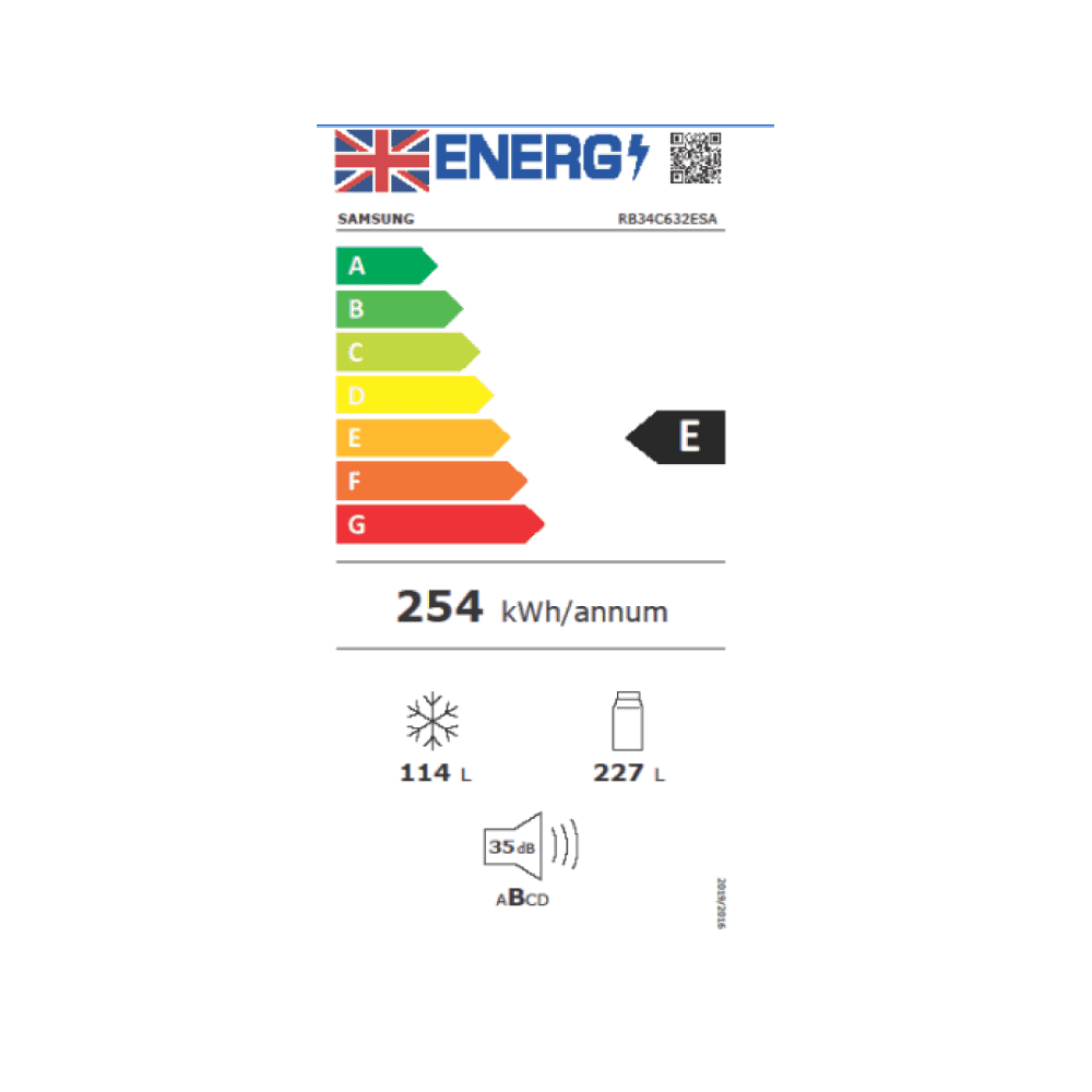 Samsung RB34C632ESA/EU  65/35 Split Fridge Freezer - Silver / White :