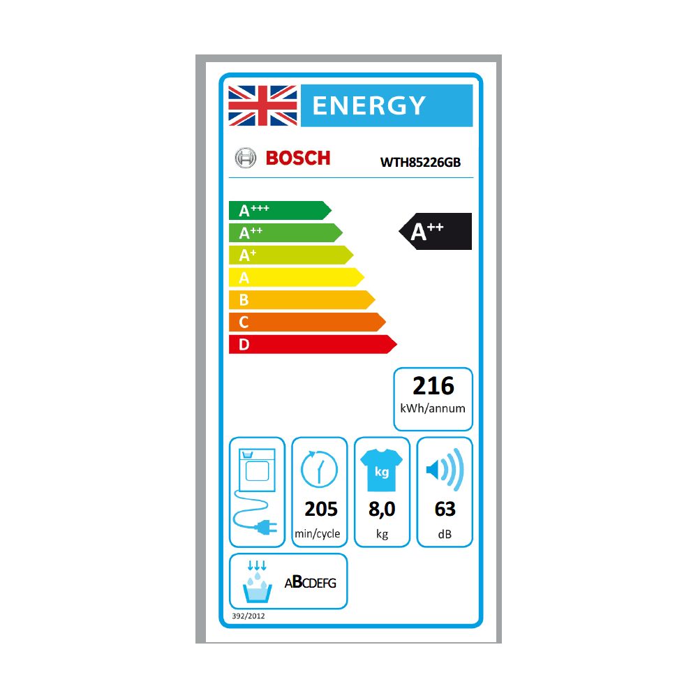 Bosch  Heat Pump Tumble Dryer WTH85226GB : Series 4 : 8kg