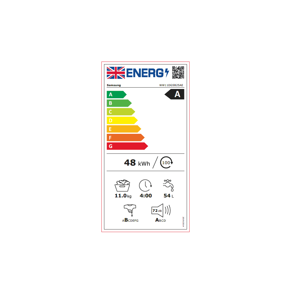 Samsung WW11DG5B25AEEU 11kg  Washing Machine - White: Series 5