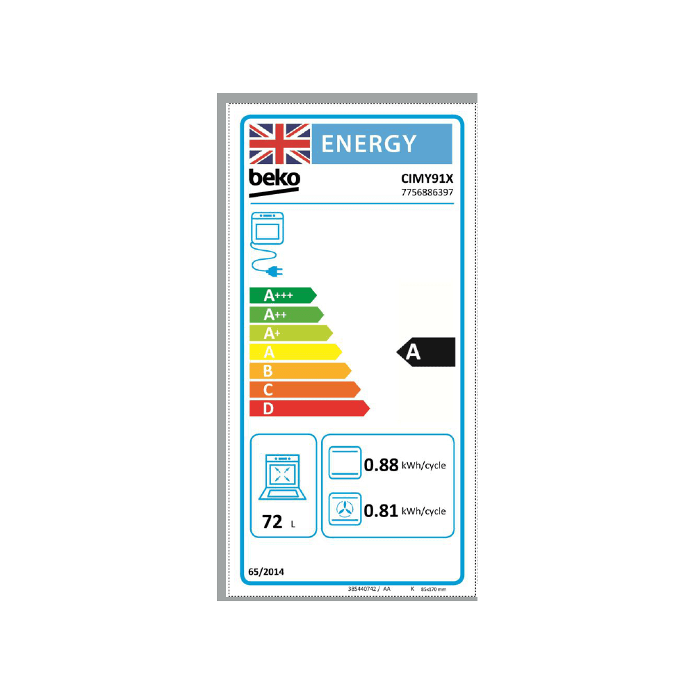 Beko CIMY91X Built In Single Oven : Stainless Steel :
