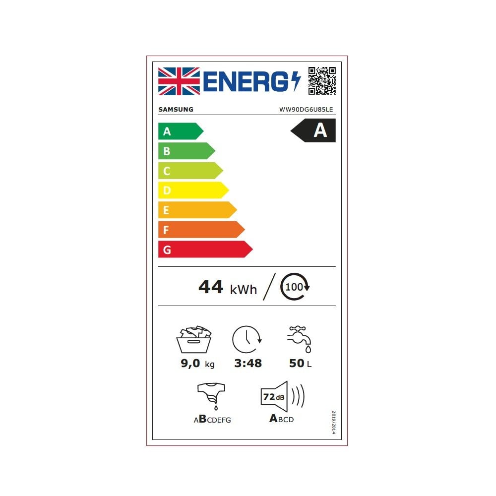 Samsung WW90DG6U85LEU1 9kg 1400 Spin Washing Machine - White : Series 6