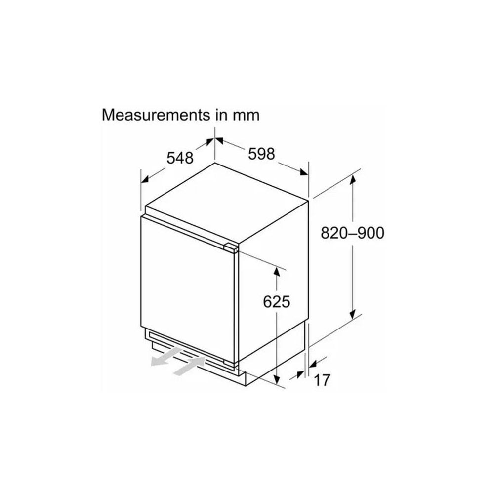 Siemens KU22LVFD0G Built Under Fridge with IceBox: IQ300 (H 82cm) Fixed Hinge