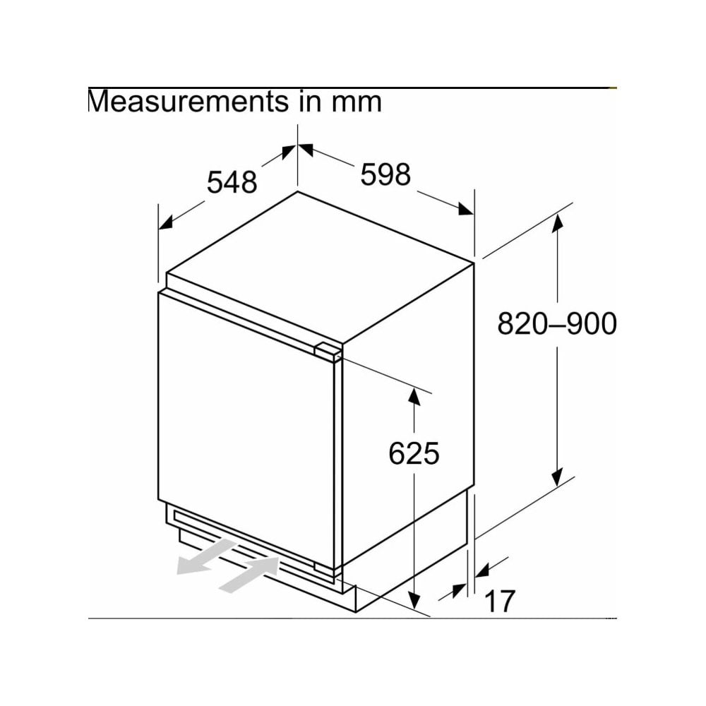 Siemens GU21NVFE0G Built Under Freezer : Fixed Hinge : H 82cm : IQ300