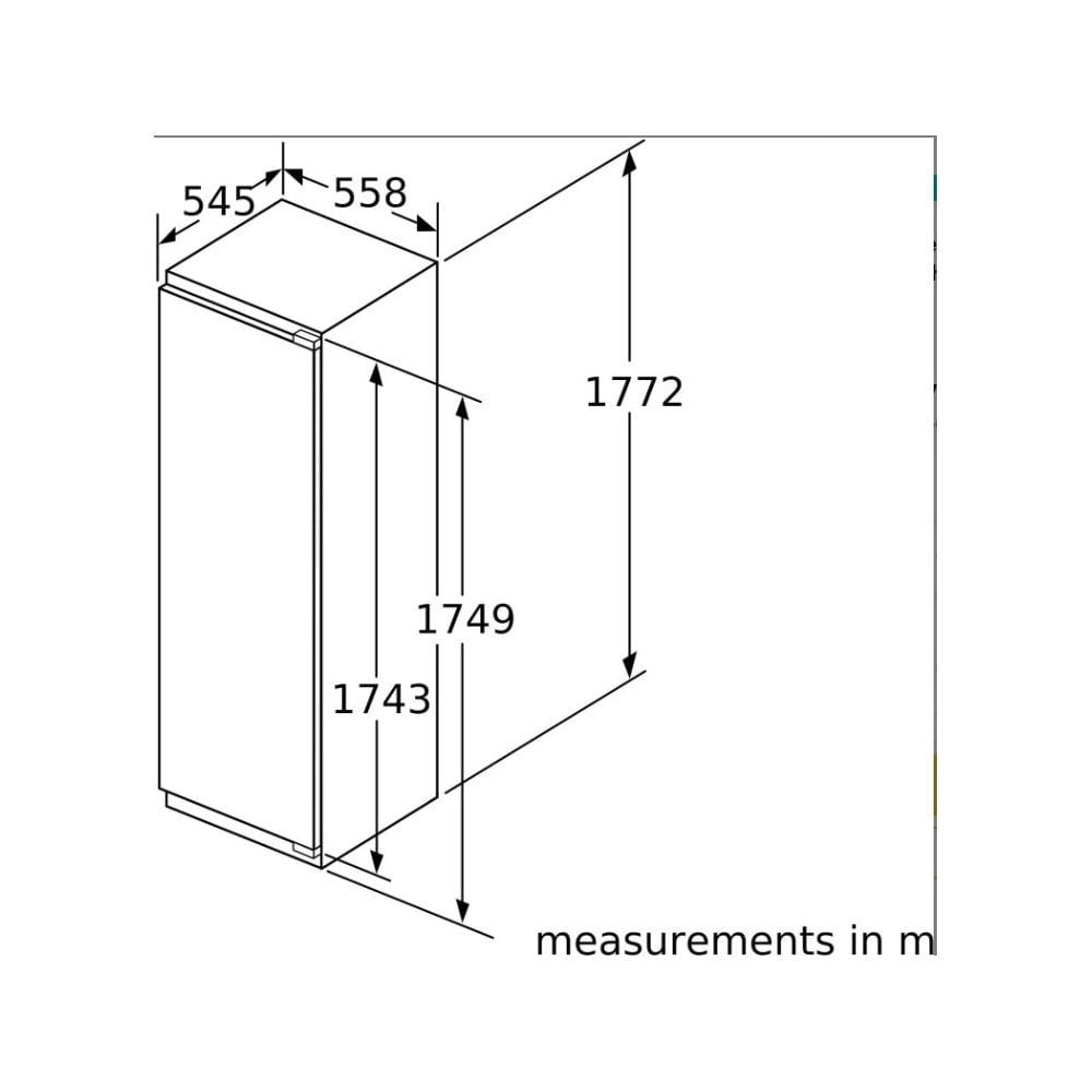 Siemens GI81NHCE0 Built In Upright Freezer : IQ700 : H 177cm : Fixed Hinge :