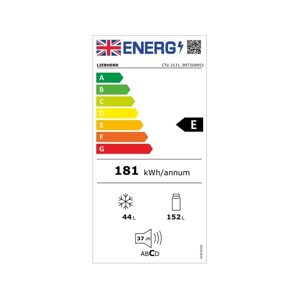 Liebherr CTe 2131 Top Mount Fridge Freezer :H 124cm X W 55cm :