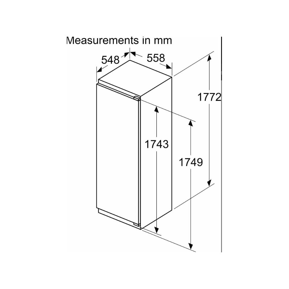 Neff KI1812FE0G Built-in Upright fridge, H 177.2cm :  Fixed  Hinge: N50 :