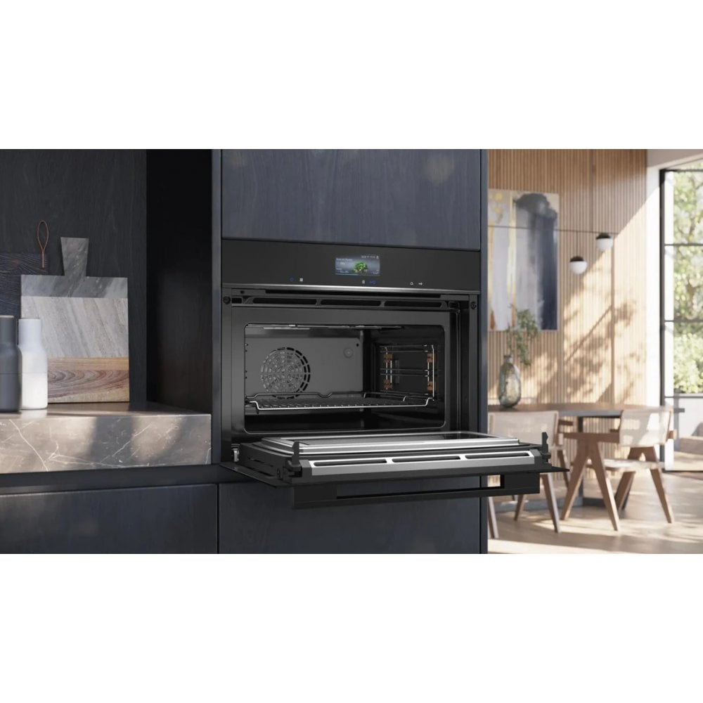 Siemens CM736G1B1B  Built-in compact oven with microwave function, H 45 cm, Black :IQ700