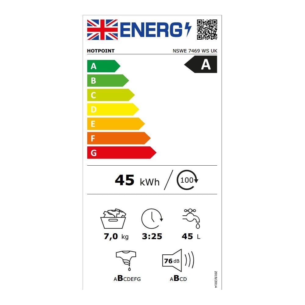 Hotpoint NSWE7469WSUK 7kg 1400 Spin Washing Machine - White :