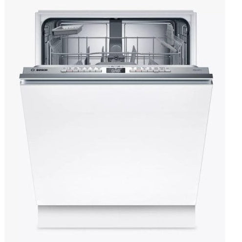White dishwasher with open door on a white background