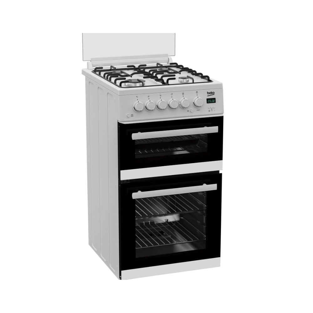 Beko EDG507W 50cm Twin Cavity Gas Cooker with Gas Hob - White.