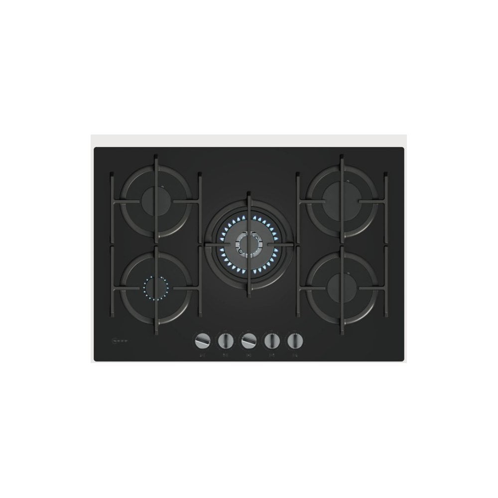 Neff T27PIQ4S0 Built In Gas Hob : Tempered Glass Black: N70: 75cm