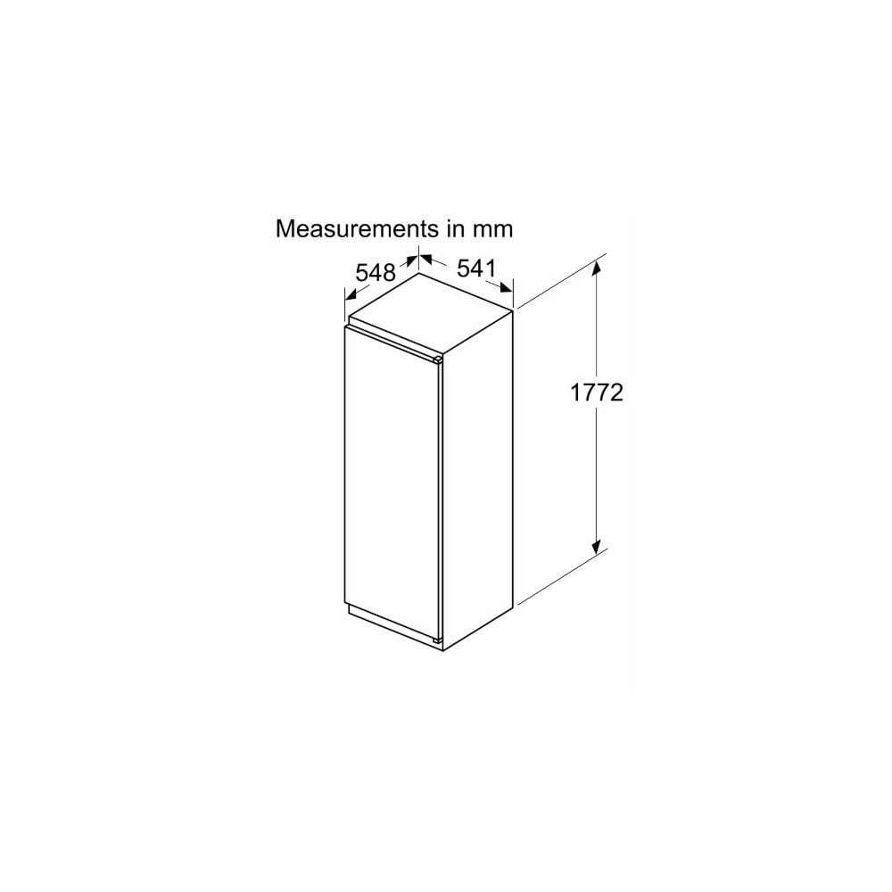 Bosch KIR81NSE0G 54.1cm Built-In Fridge - White: Series 2 (177cm) Sliding Hinge