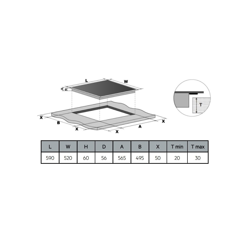 Cata CATINDE60HF Built In Induction Hob : W 60cm : Cata 700