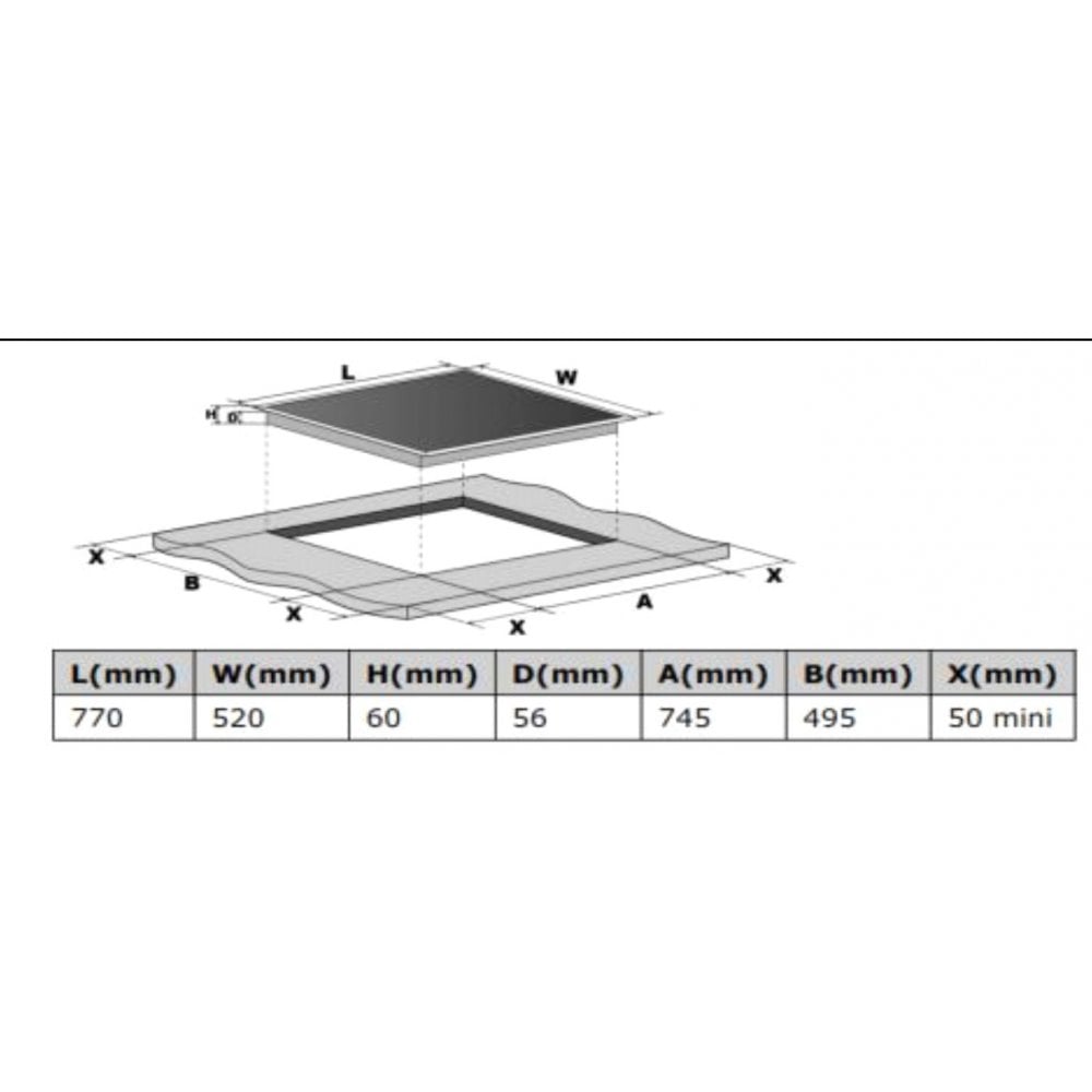 Cata UBIND77F Built In Induction Hob : W 77cm : Cata 300