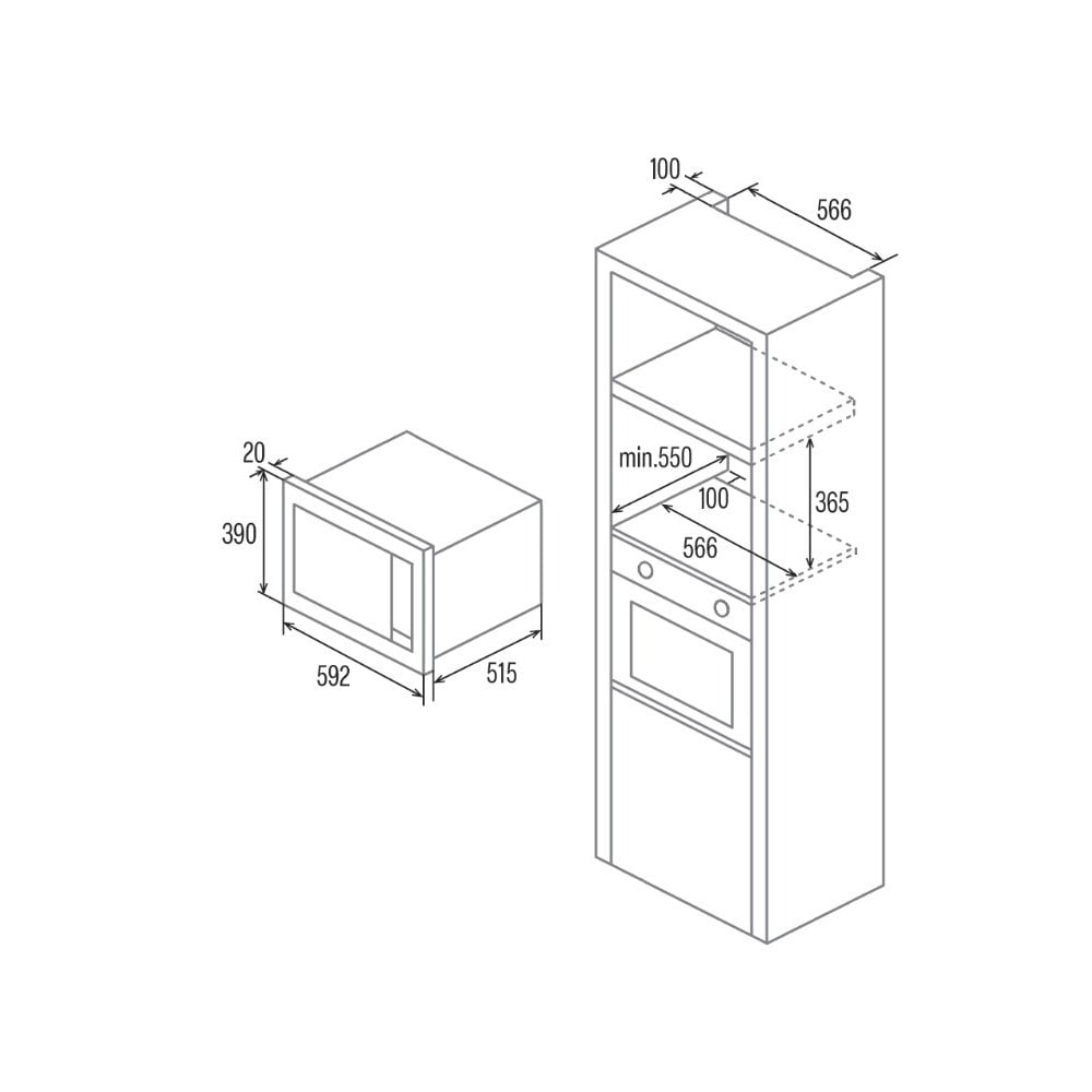 Cata UBCOMBI25SS  Built-In Combi Microwave : Stainless Steel :