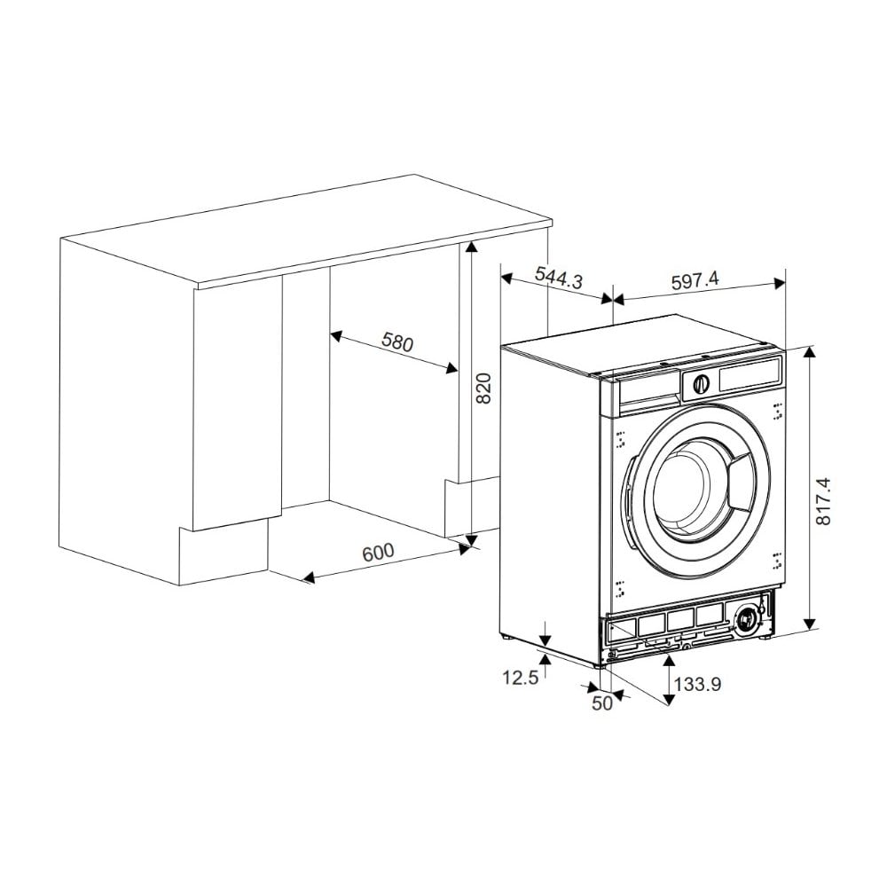 Cata UBV80WM Built In Washing Machine : 8kg : Cata 300